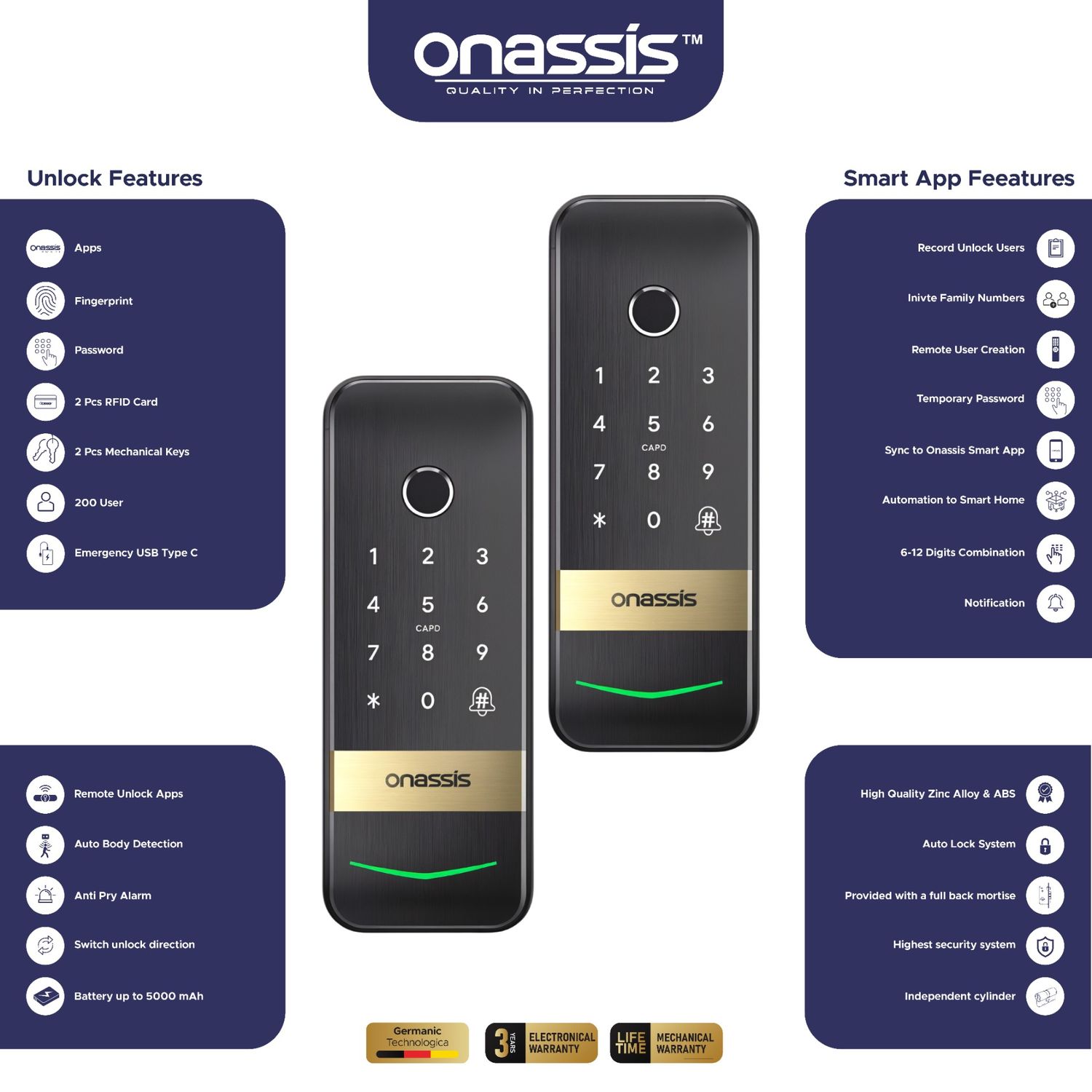 Jual Onassis Smart Lock K71 Pro - Fingerprint | RFID Card Apps | Shopee ...