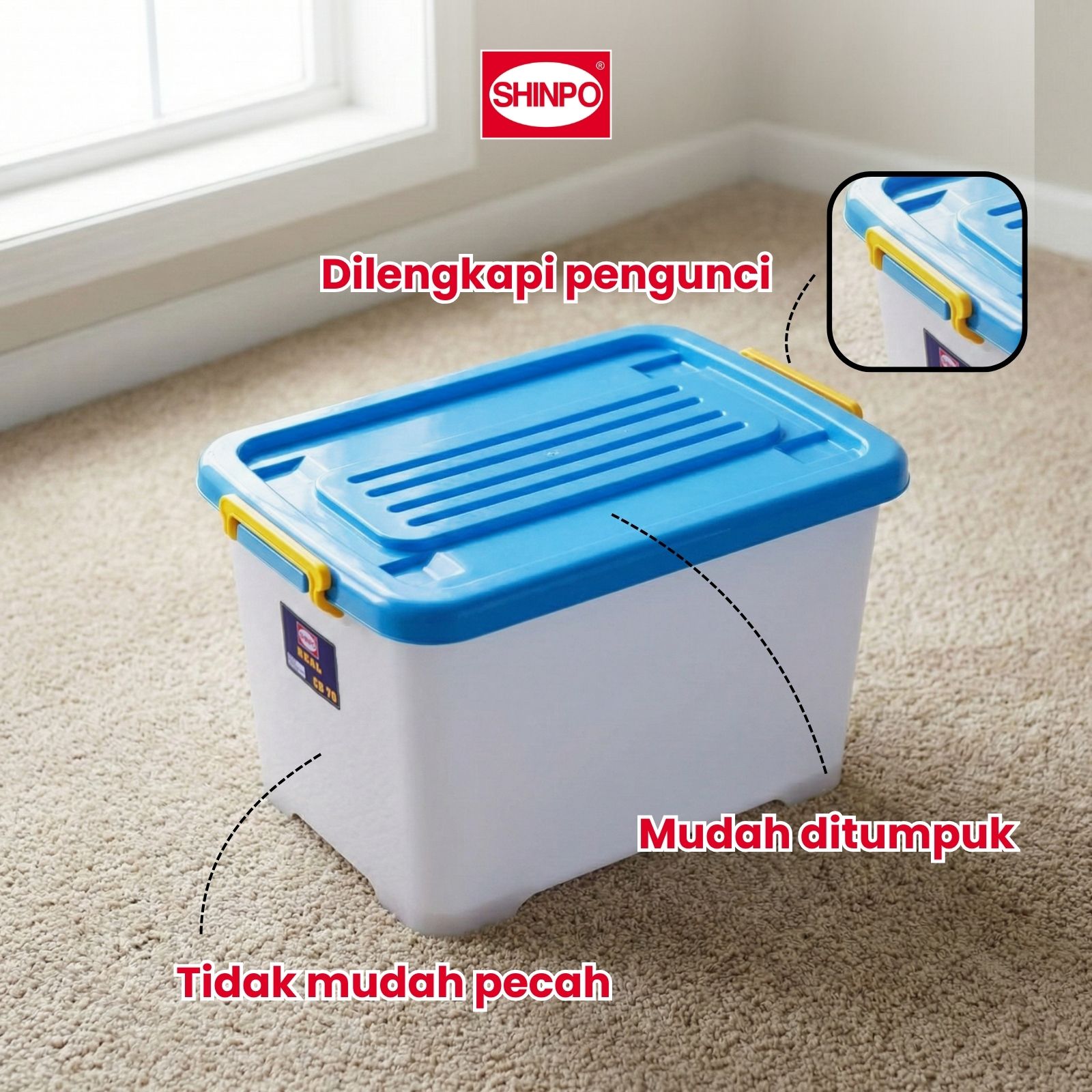 Jual SHINPO Kontainer Plastik Dengan Roda Real Container Box Kotak ...