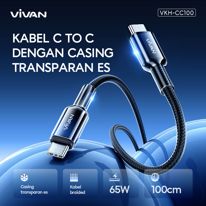 Jual VIVAN Kabel Data Type-C Lightning Fast Charging Braided 100cm ...