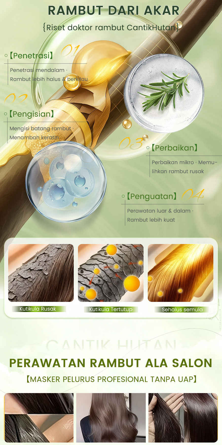 Jual Cantik Hutan Hair Mask Rosemary & Keratin | Krim Pelurus Rambut ...