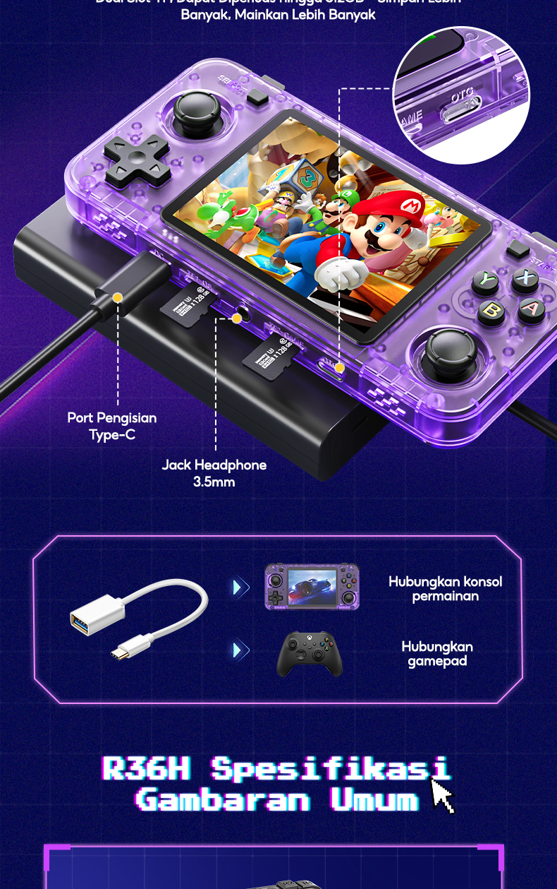 Jual Kiumo Game Bot R36H Retro Handheld Game Console Gameboy 3.5