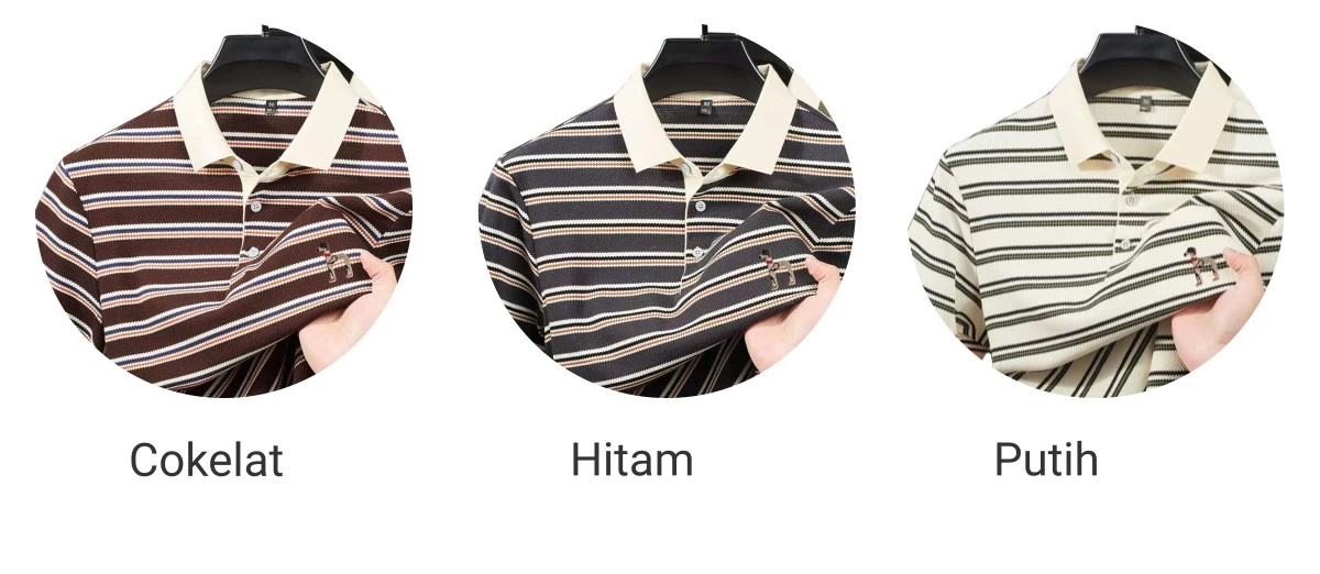 Jual Lou Lan kemeja pria Premium Casual stripe kancing Terlaris Baju ...