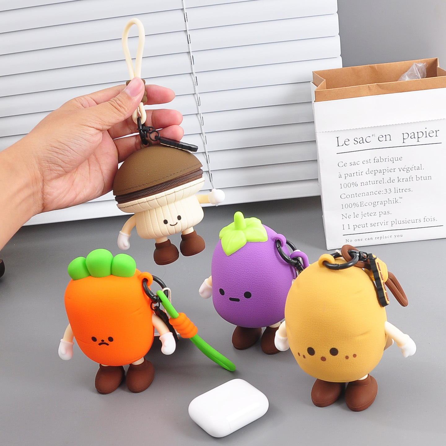 Jual LOZTOYS Silikon Mini Dompet Koin Keychain Jamur Kentang Gantungan ...