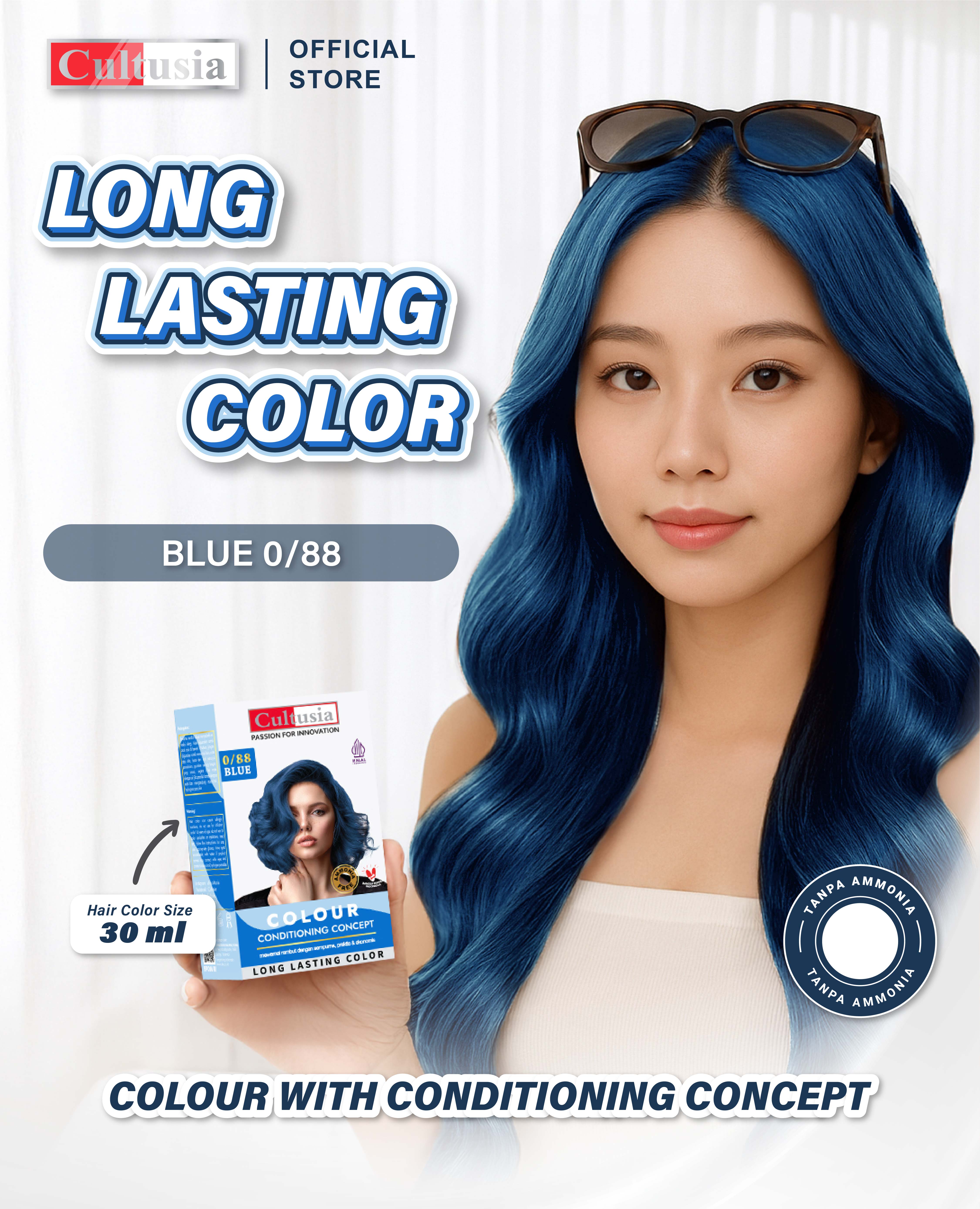 Jual Cultusia Cat Rambut Hair Color Blue 0/88 30 ML | Shopee Indonesia