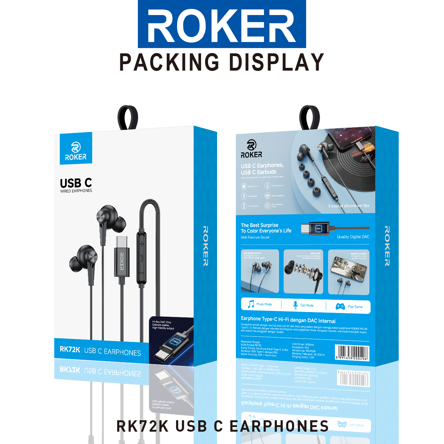 Jual ROKER RK72K Metal Earphone USB-C dengan DAC Internal Hi-Fi Stereo ...