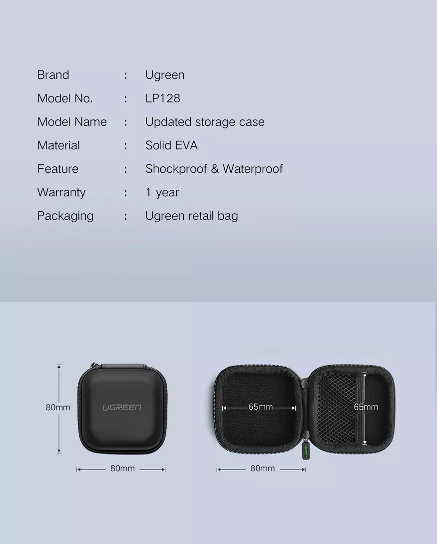 Jual UGREEN Fabric Pouch Mini Zipper Bag Case Tempat Earphone Kabel ...