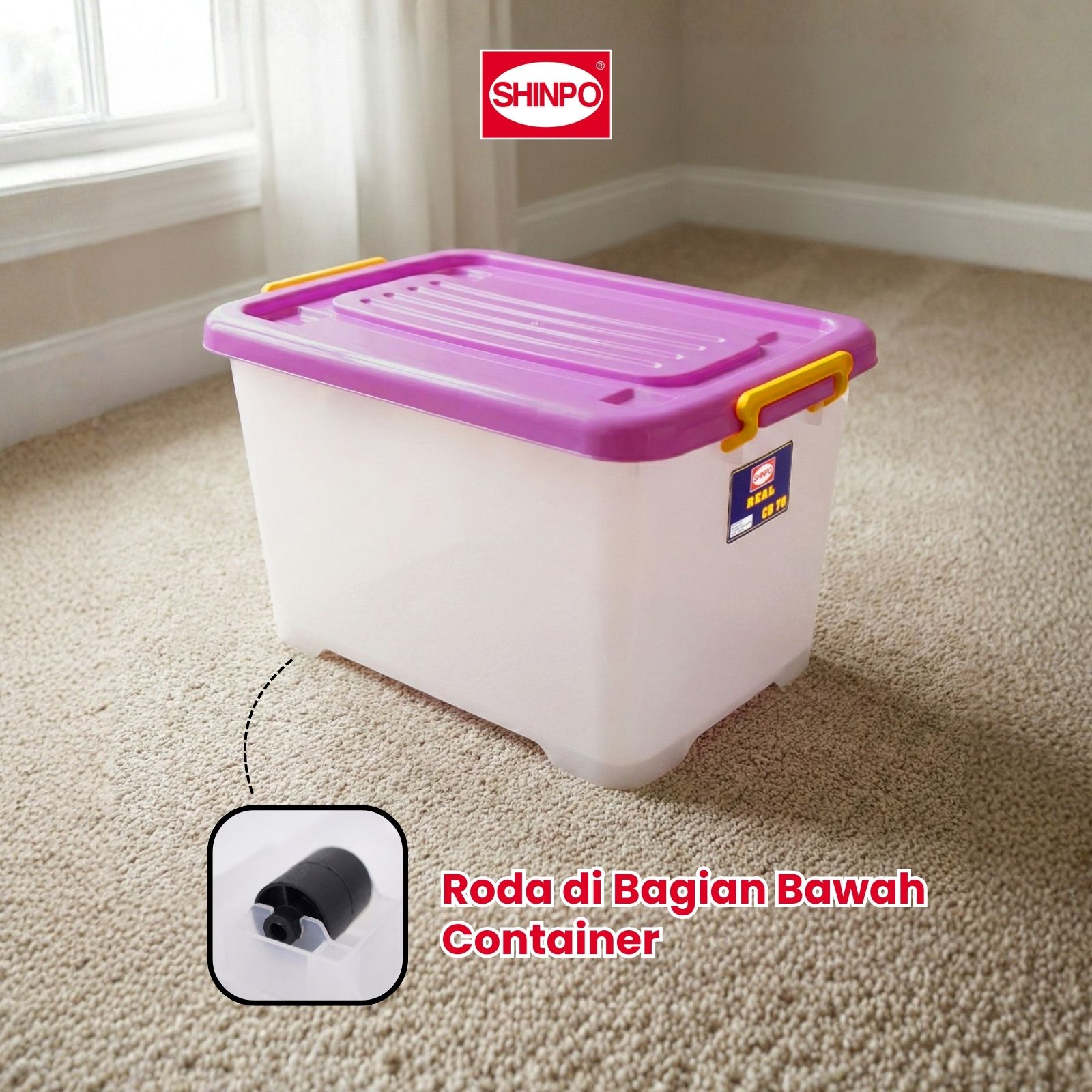 Jual SHINPO Kontainer Plastik Dengan Roda Real Container Box Kotak ...