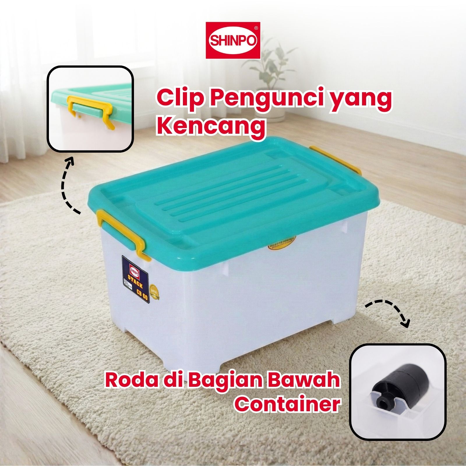 Jual SHINPO Kontainer Plastik Dengan Roda Stack Container Box Kotak ...