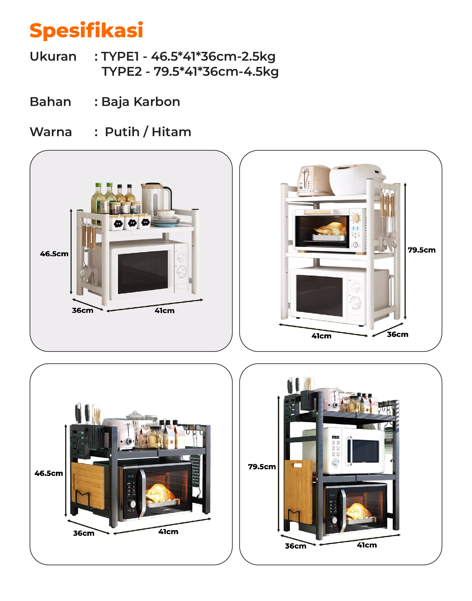 Jual Homedoki Rak Dapur Serbaguna/Rak Dapur Minimalis/Rak Microwave ...