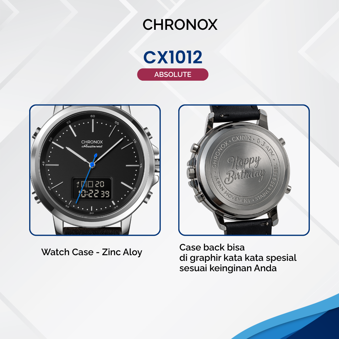Jual CHRONOX Jam Tangan Pria Kulit Analog Digital - CX1012 ABSOLUTE ...