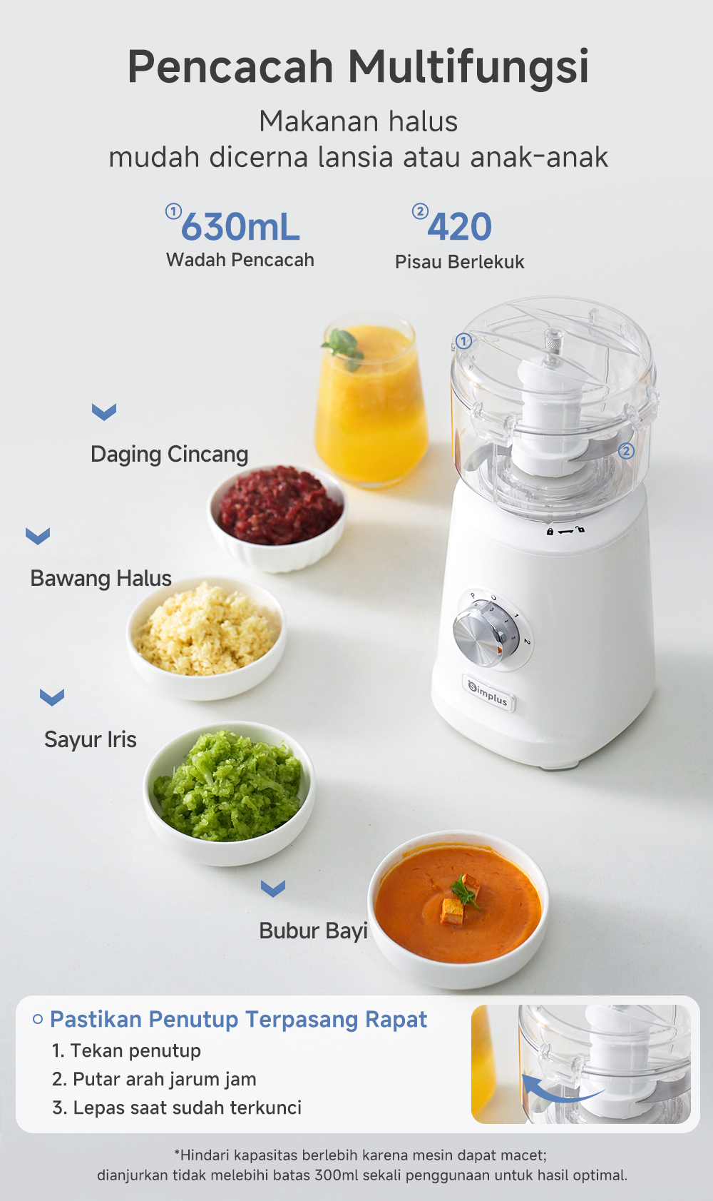 Jual Simplus Blender 1250mL 2-in-1 Blender&Pencacah Bahan food-grade ...
