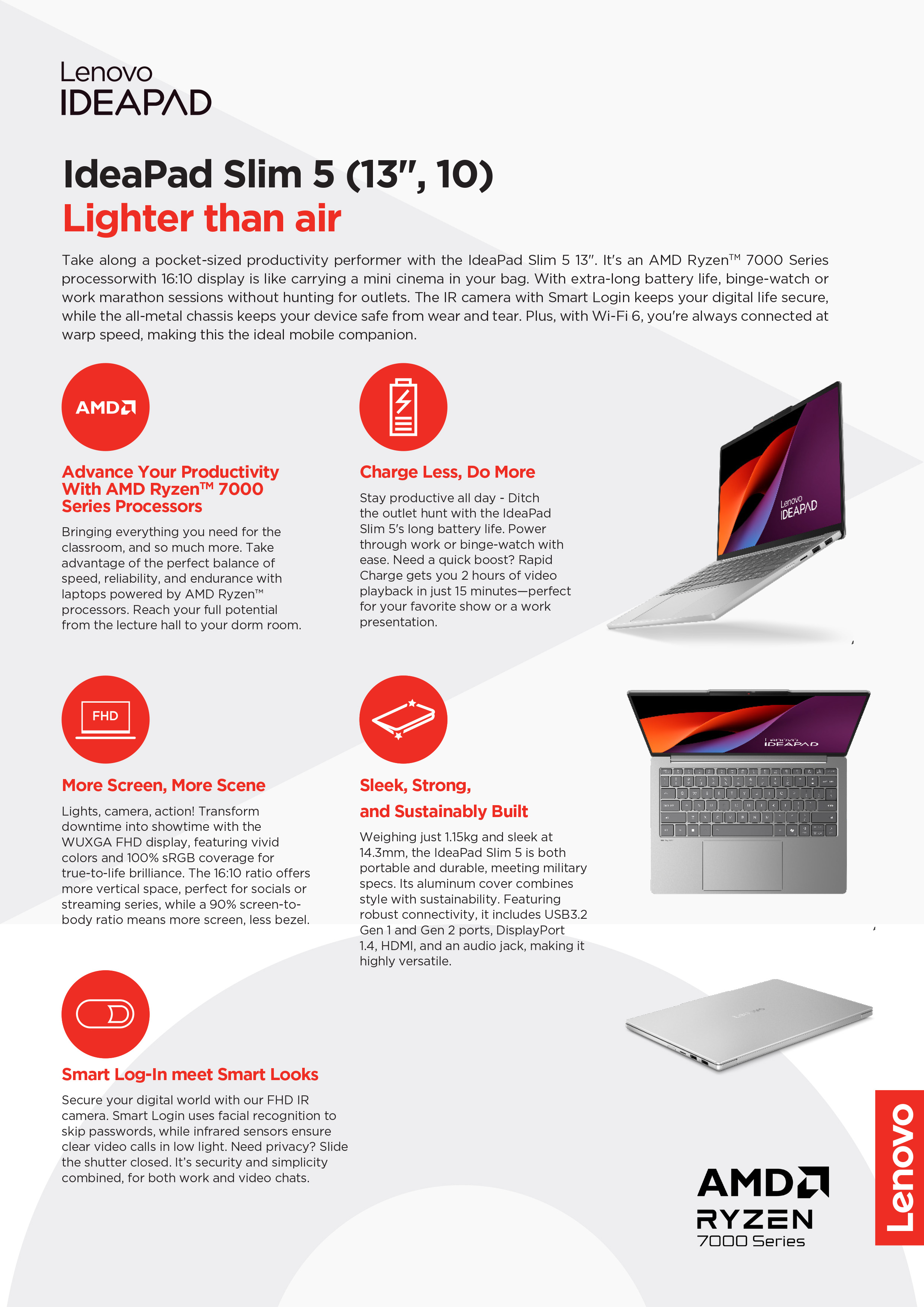Jual Lenovo IdeaPad Slim 5 13ARP10 3VID AMD Ryzen 7 7735HS, Integrated ...