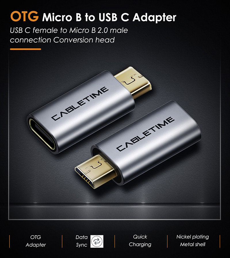 Jual CABLETIME Adapter OTG USB Male To Female USB C & Micro OTG ...