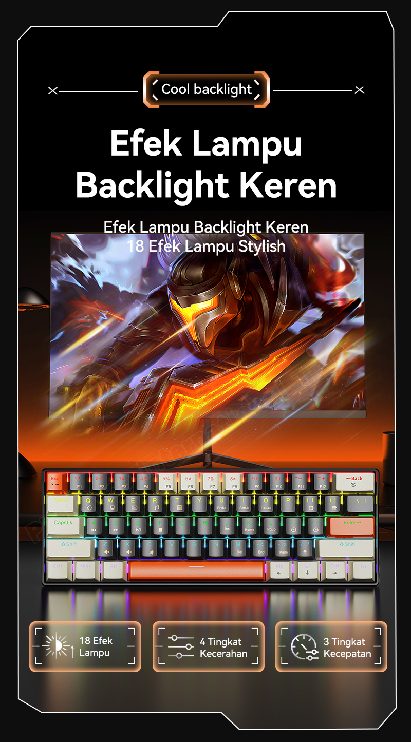 Jual YLV Mechanical Keyboard Blue Switch RGB Backlit 61 Keys Esports ...