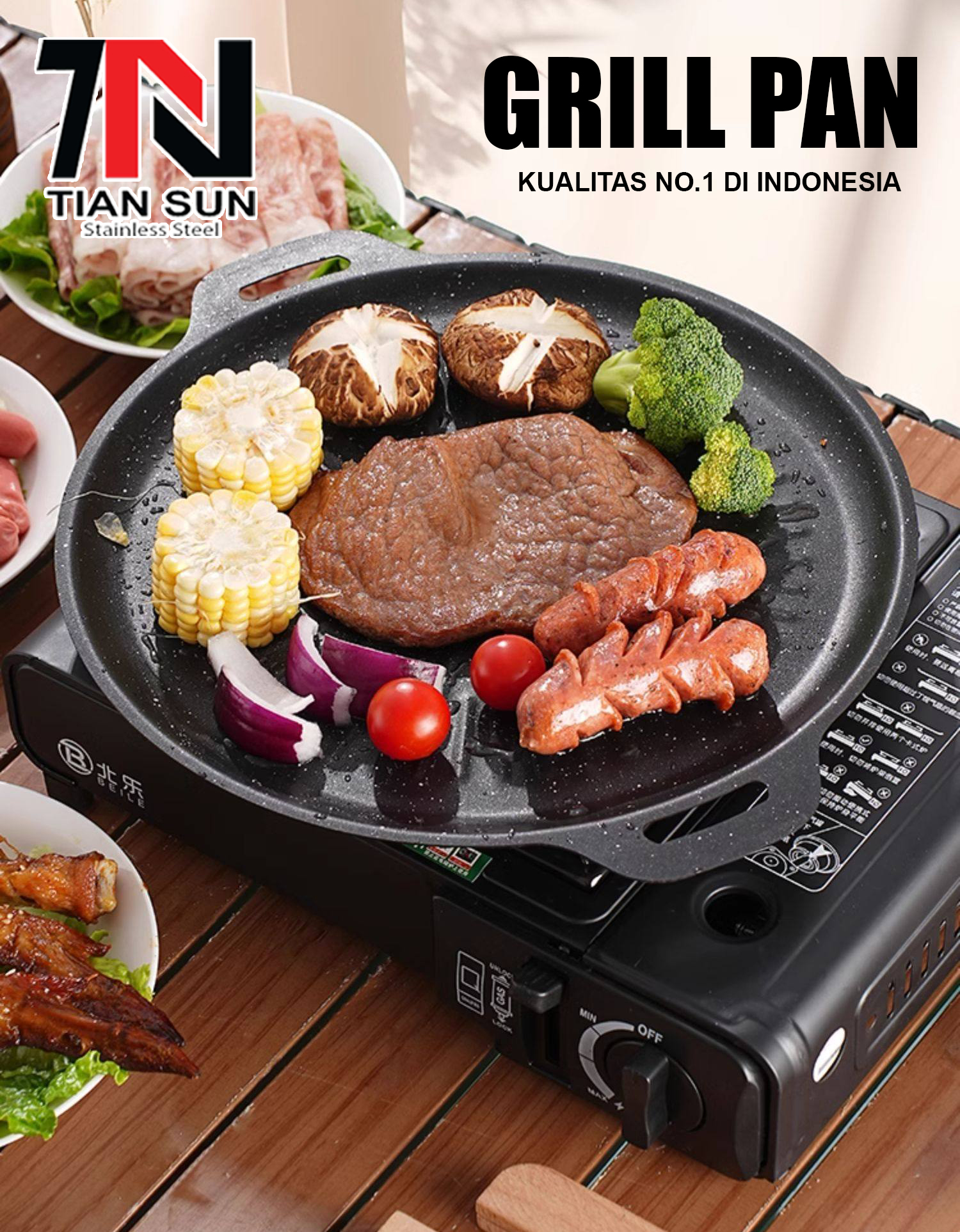 Jual Tian sun Grill Pan Anti Lengket Alat Panggangan BBQ Grill Pan ...