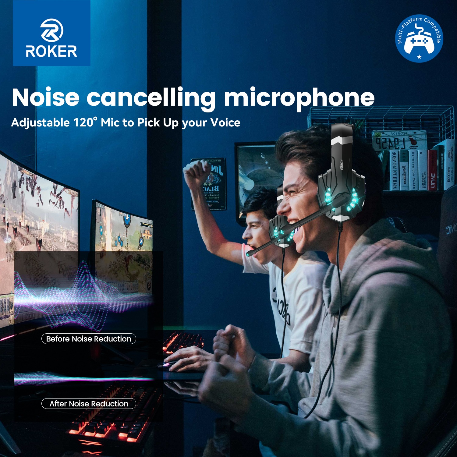 Jual ROKER G8000 Gaming Headset LED RGB – Noise Cancelling Mic ...