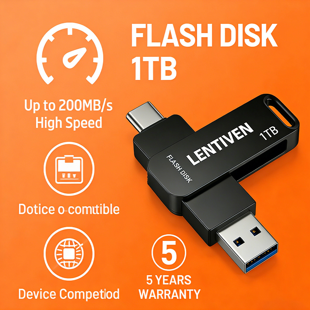 Jual LENTIVEN Flash Drive Type-c HP 256GB 512GB 1 TB OTG Flashdisk High ...