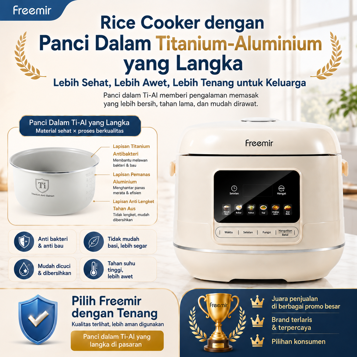 Jual [NEW 2026] freemir electric Smart Digital Pressure Cooker Rice ...