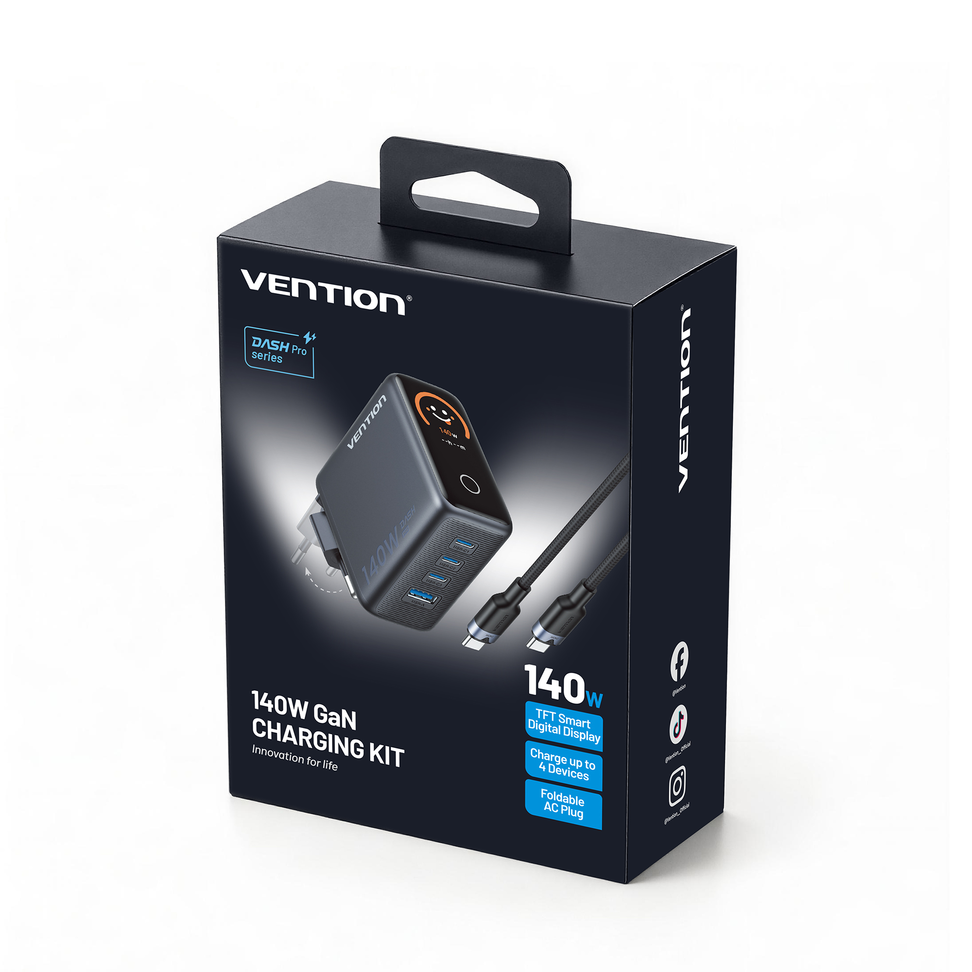 Jual Vention Dash Pro Series GaN Charger 140W 4 Port USB C USB A PD ...
