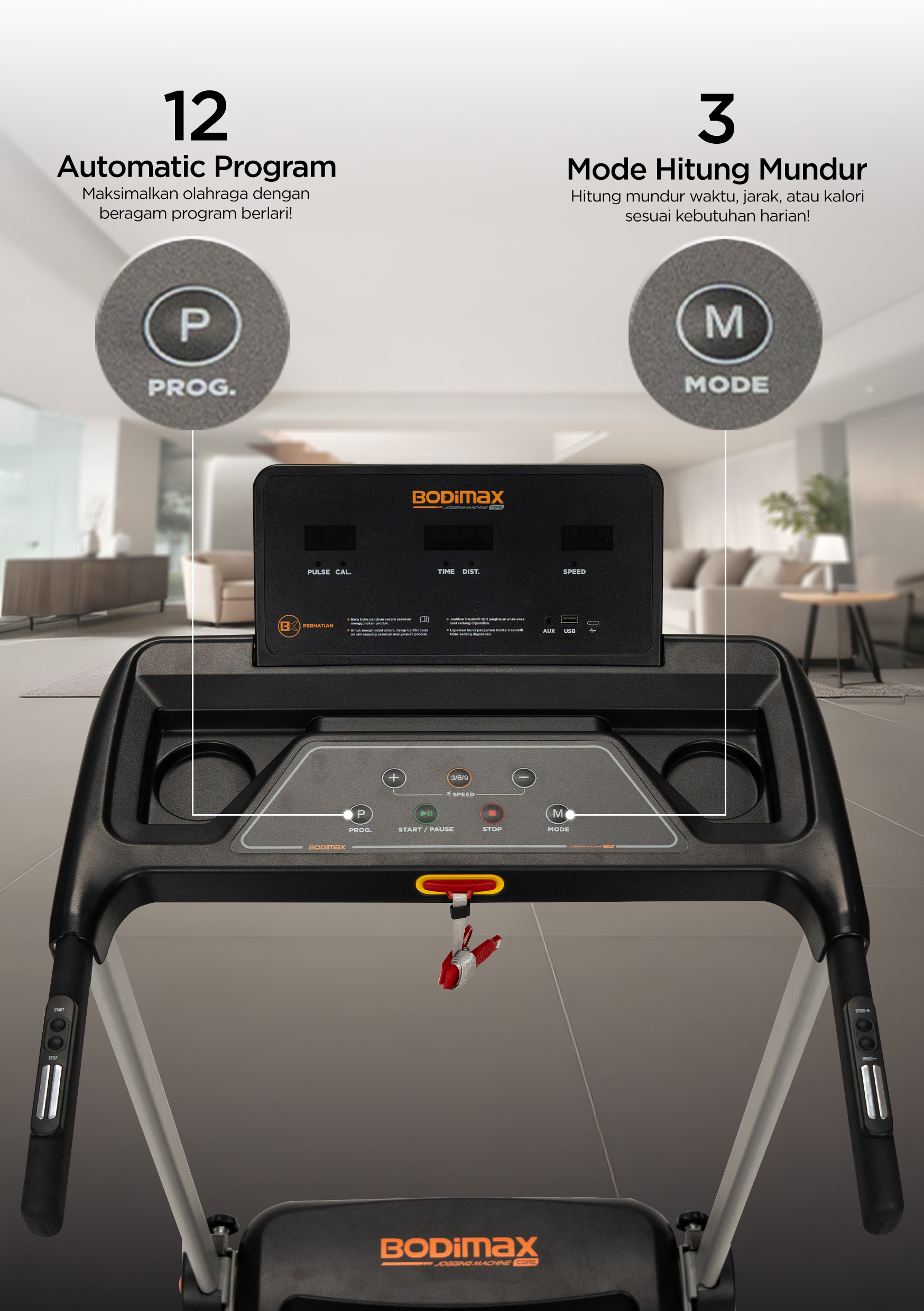 Jual BODIMAX JOGGING MACHINE PRO / Treadmill 10KM / Incline / Sensor ...