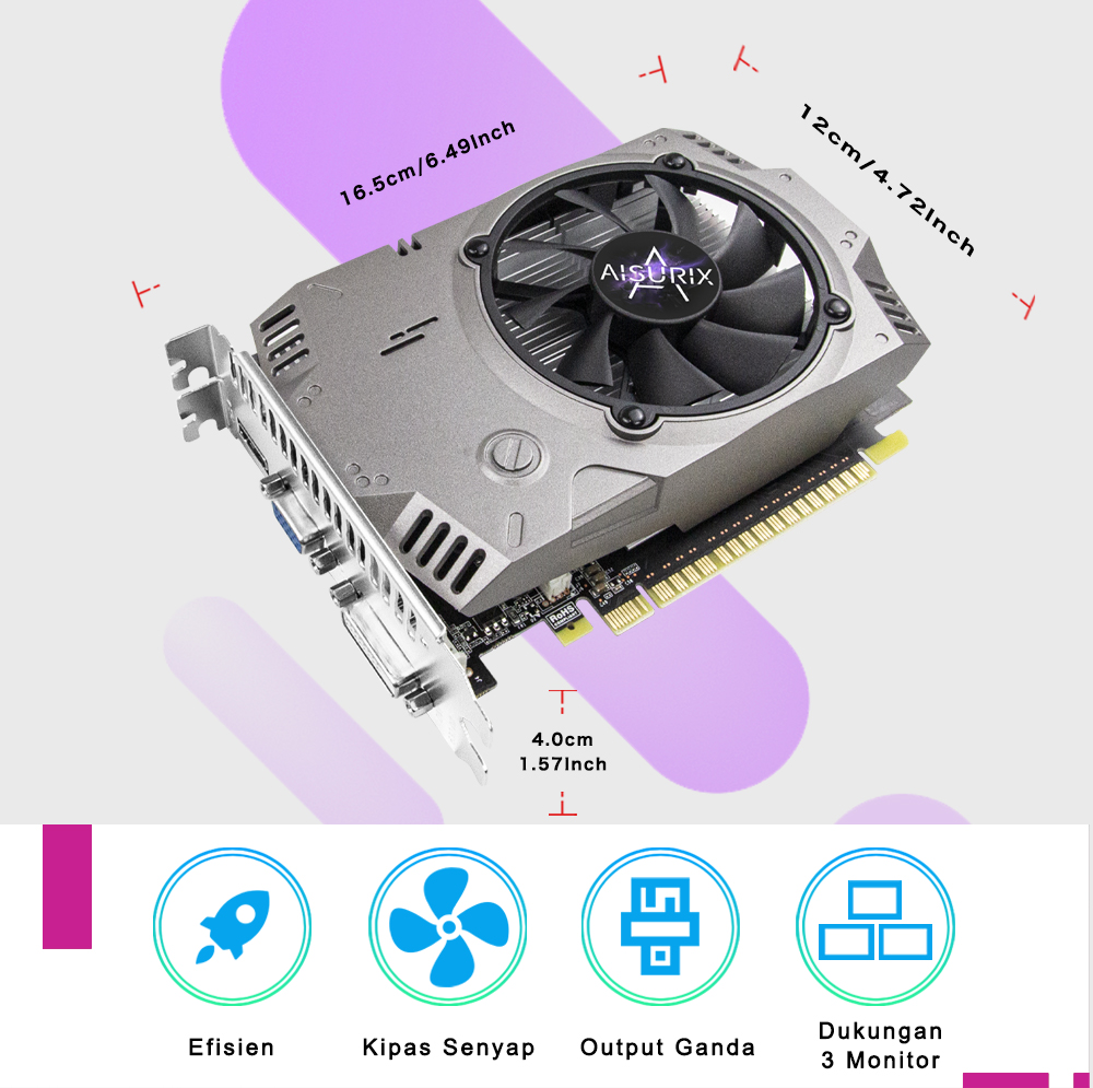 Jual AISURIX VGA card GT730 4GB GDDR3 HDMI DVI VGA Gaming Office ...