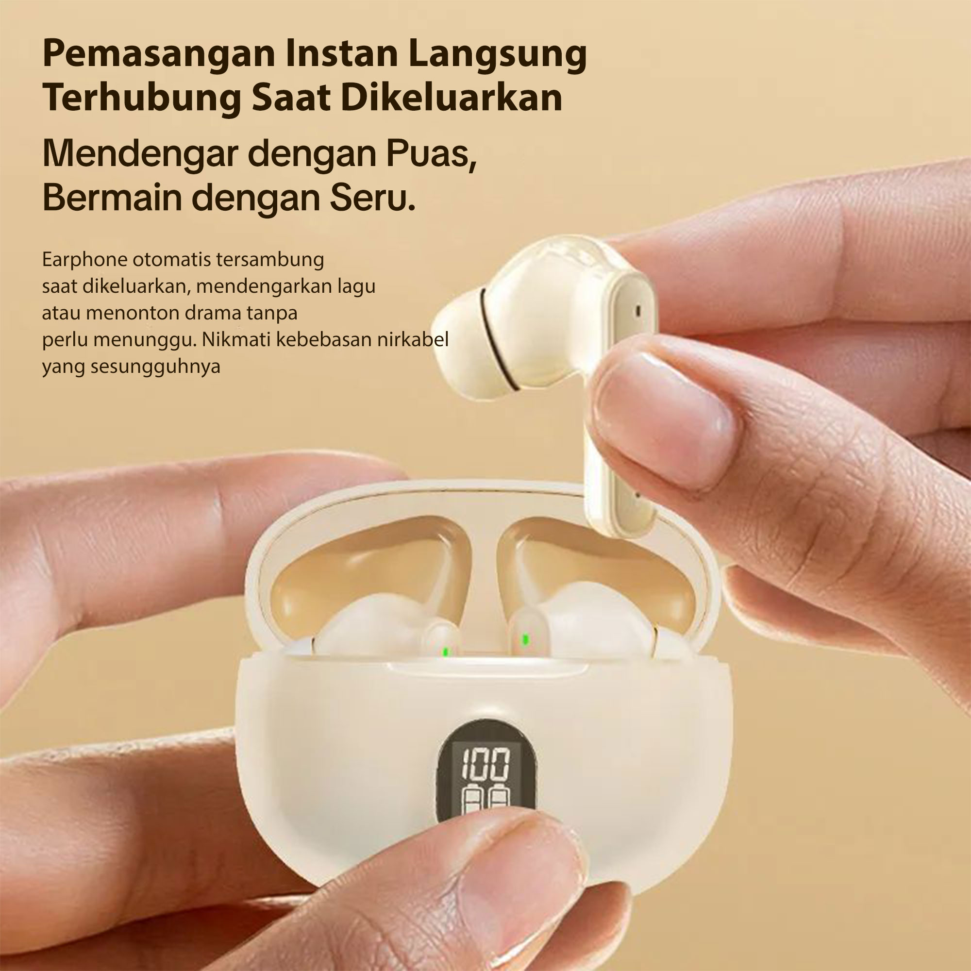 Jual TOUITECH Earphone Bluetooth Wireless TWS 5.4 LED Battery Display ...