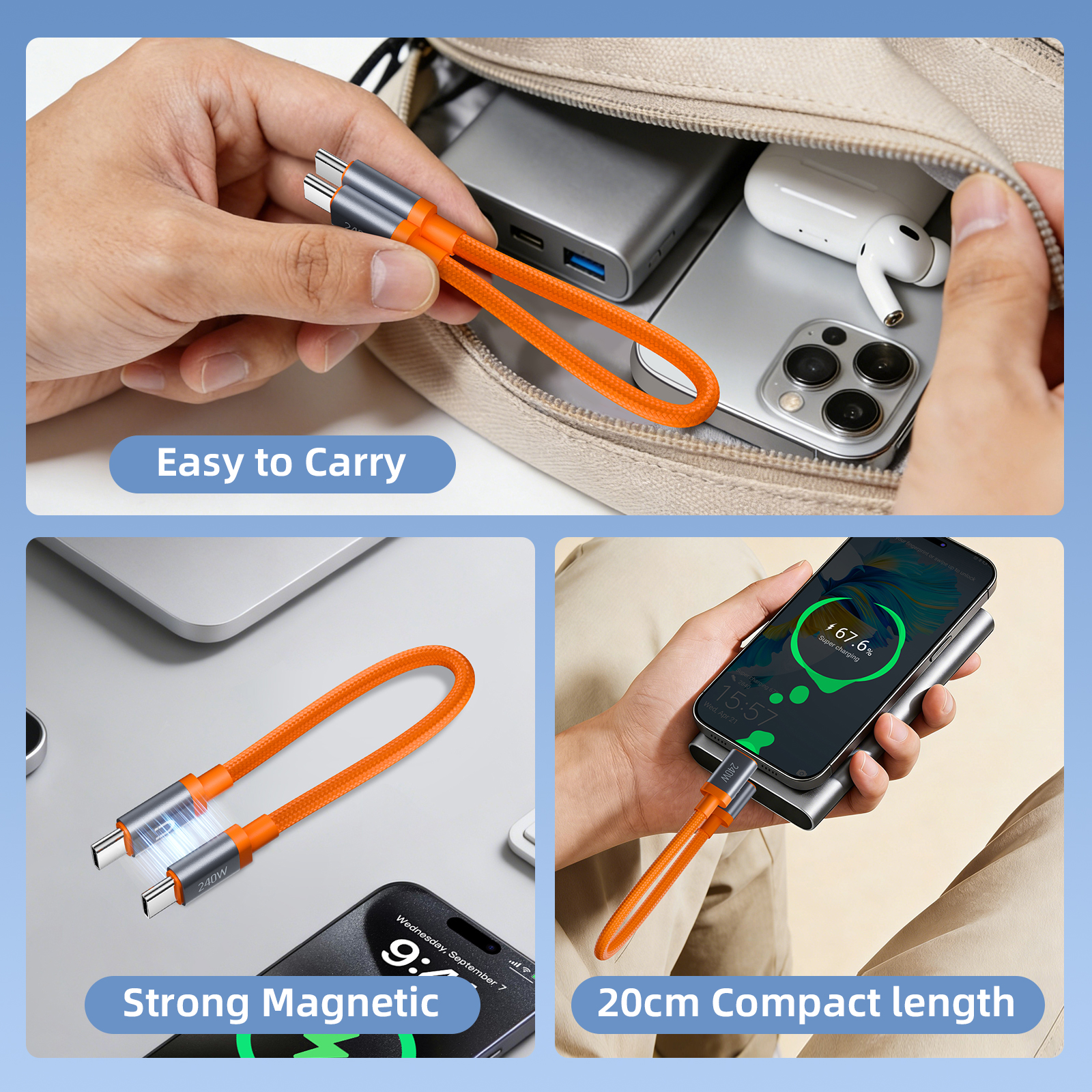 Jual ONPRIME Kabel Powerbank 20Cm C to C 240w ,C to Lightning 20cm ...