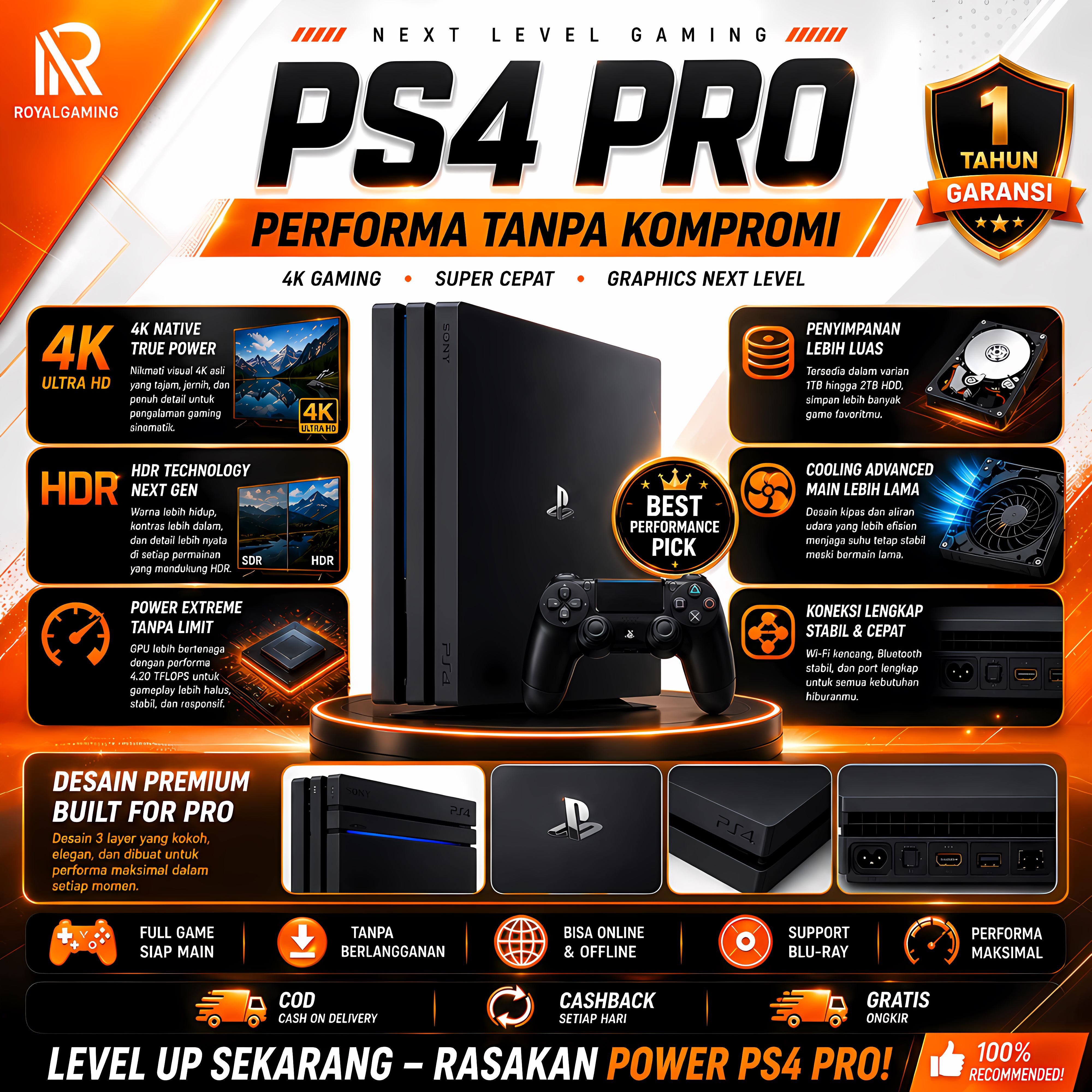 Jual Ps4 [ROYALGAMING] Sony Playstation 4 Fat 1tb Original | 500Gb ...