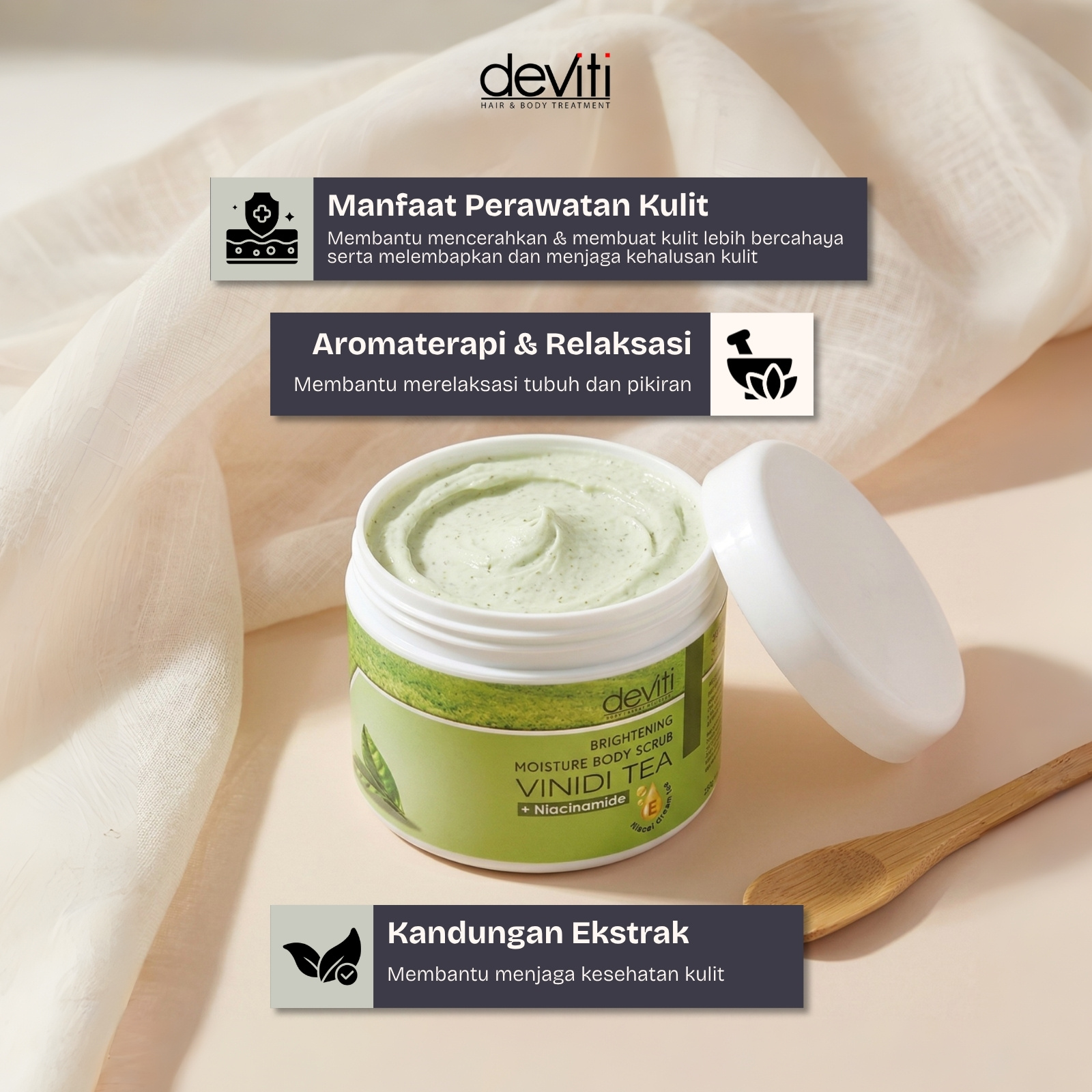 Jual deviti Moisture Body Scrub 250 Gram Lulur Cream Tanpa Bilas BPOM ...