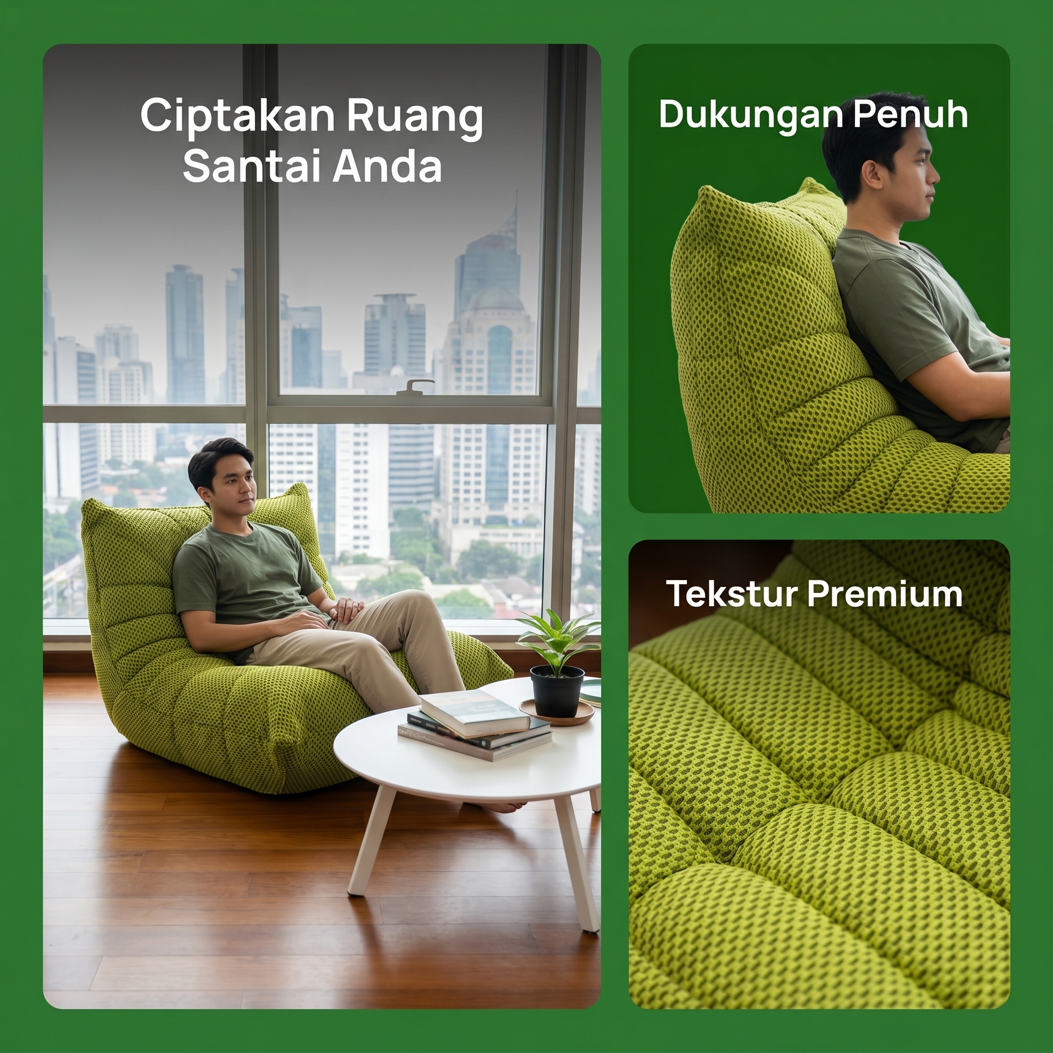 Jual POPSOFA Sofa Ulat Modern 6 warna/Sofa 1 seater Ruang Tamu ...