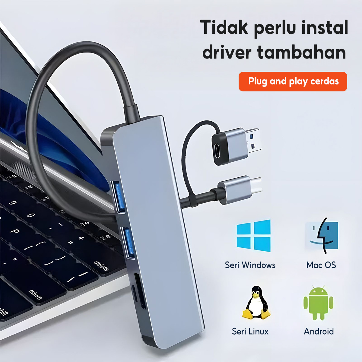 Jual (Rilis eksklusif)ZIVOKA ZHB51 5-in-1 Type-C + USB-A Hub Adapter ...