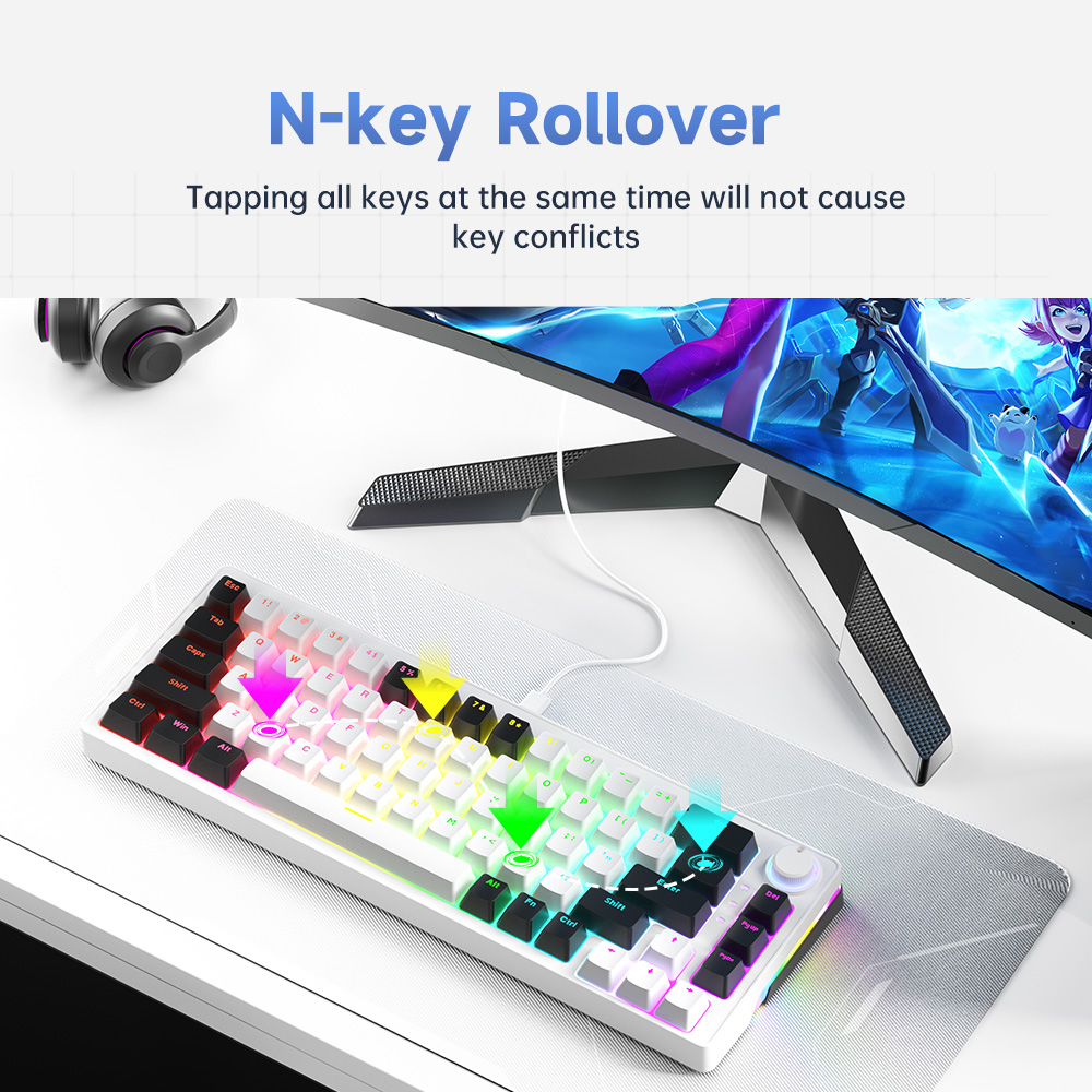 Jual ZIFRIEND AG68 Mechanical Gaming Keyboard Gasket Structure Hotswap ...