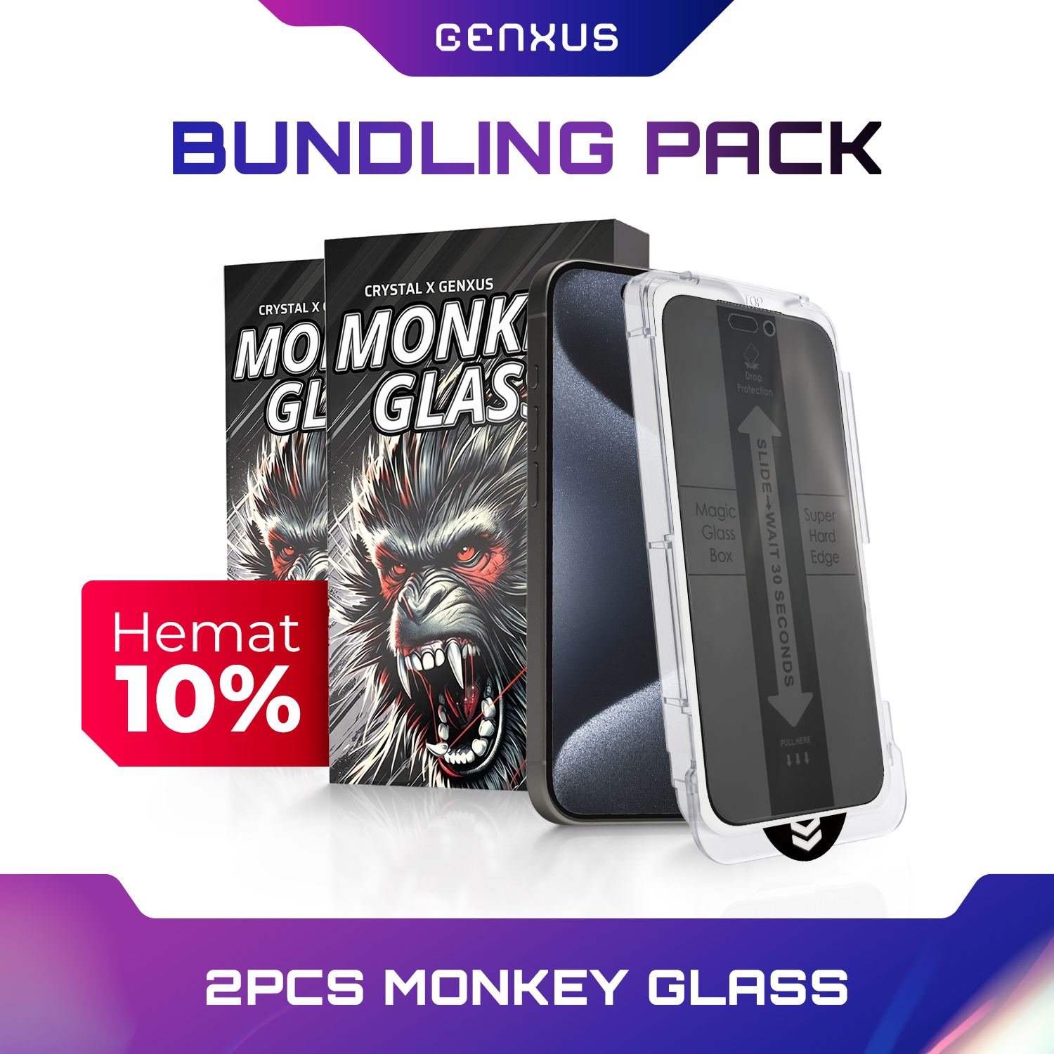 Jual [PAKET BUNDLING] Genxus Tempered Anti Spyy/Privacy Monkey Glass ...