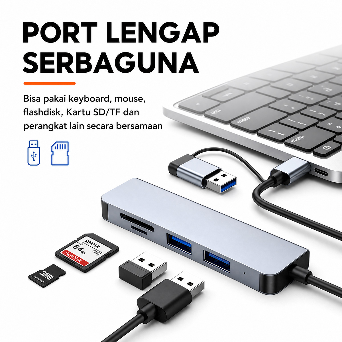 Jual (Rilis eksklusif)ZIVOKA ZHB51 5-in-1 Type-C + USB-A Hub Adapter ...