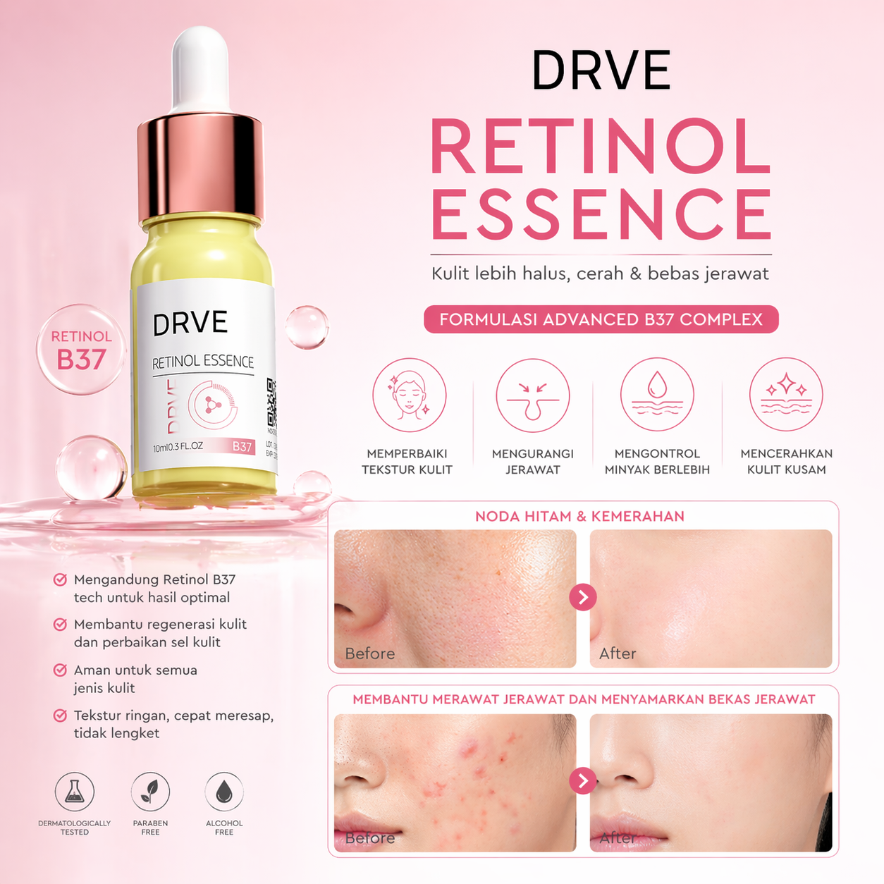Jual DRVE Retinol Essence 10ml Tekstur Ringan, Kulit Halus Glow, Tampak ...