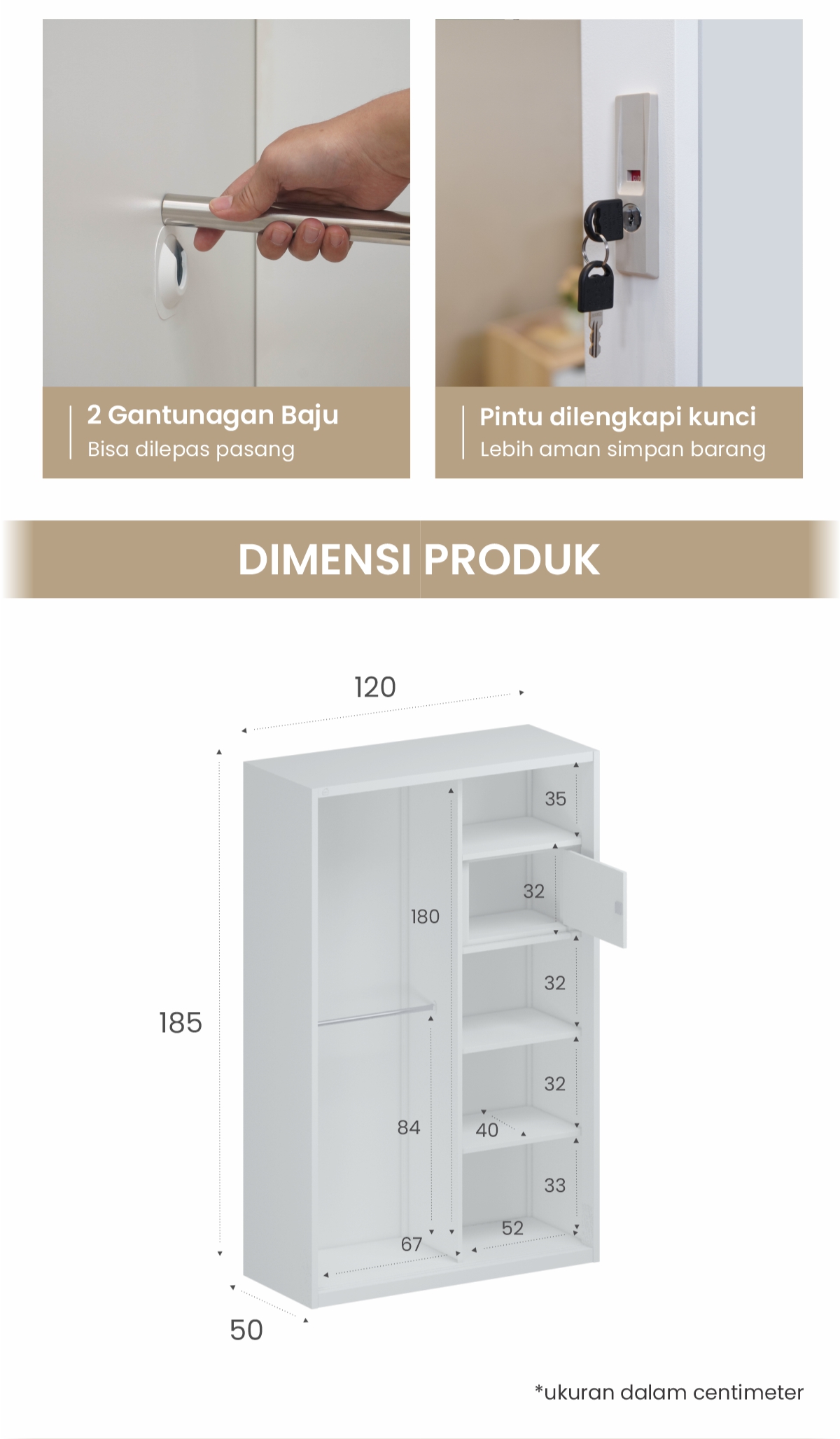 Jual PIRA - SHUTTER 120 MWDSL Lemari Pakaian Besi Sliding / Pintu Geser ...