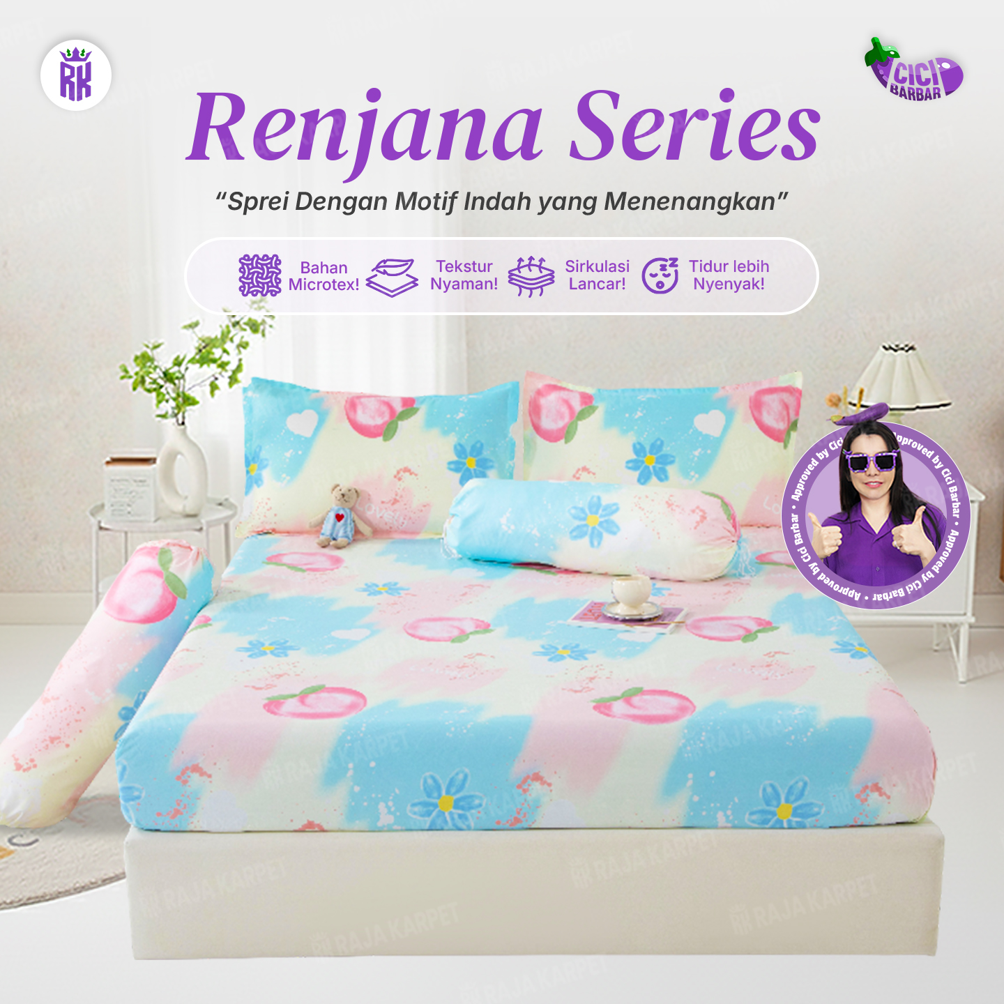 Jual RAJA X CICIBARBAR Sprei Set Sarung Bantal Guling Aneka Motif ...