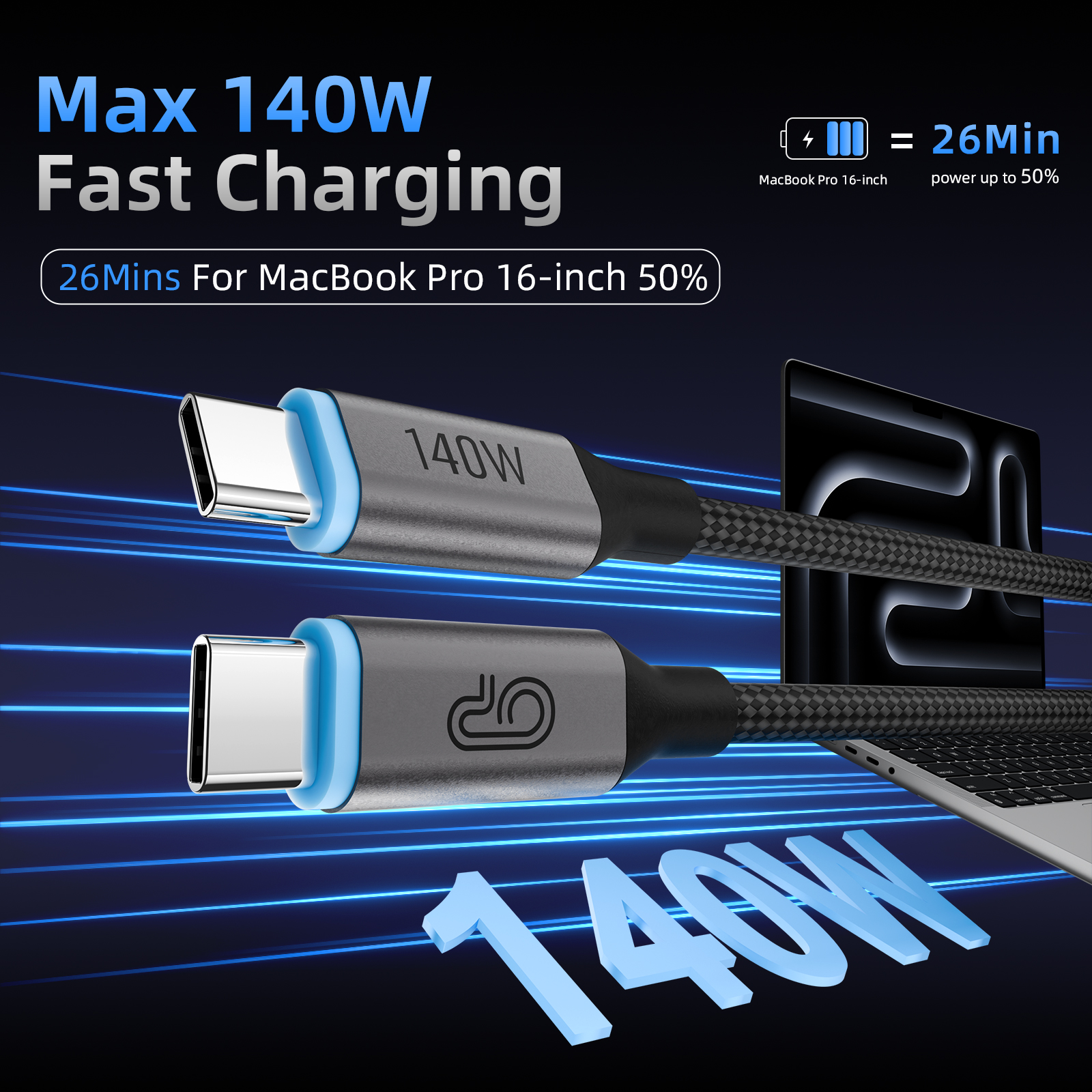 Jual ONPRIME UNILINK Kabel Type C To Type C Fast Charging 140W Laptop ...