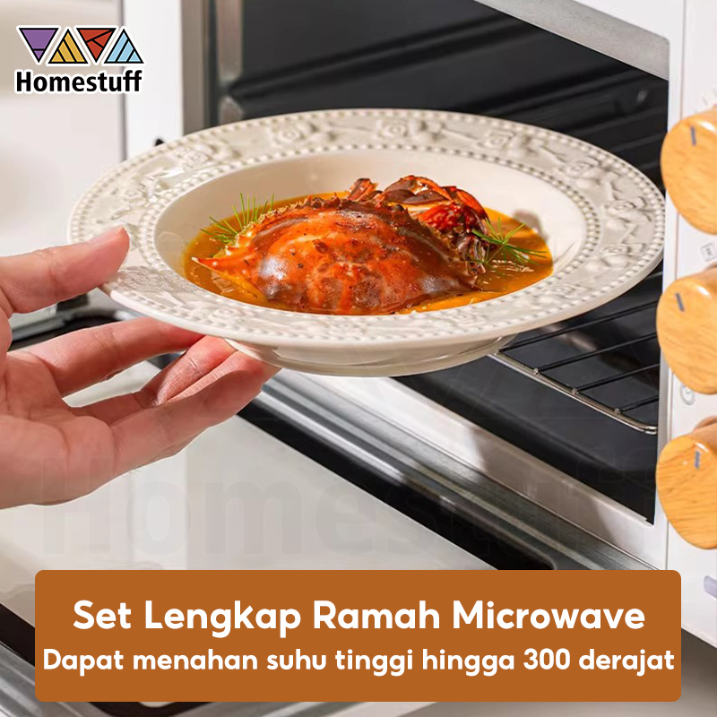 Jual HOMESTUFF Piring Makan Keramik Emboss Aesthetic Putih Gading 8 ...