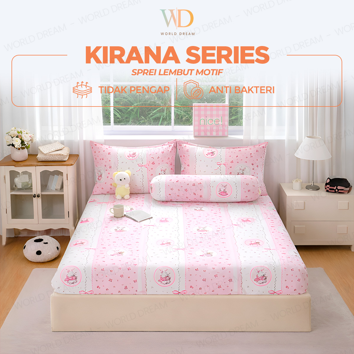 Jual Sprei Set Pink Lady Sarung Bantal Guling Seprei Anti Geser Motif ...