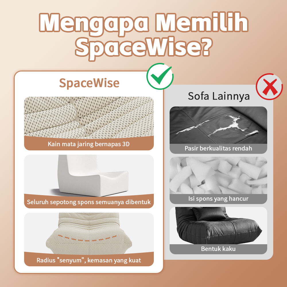 Jual COD SPACE WISE Sofa Minimalis Sofa Lipat Kursi Sofa Tanpa Kaki ...