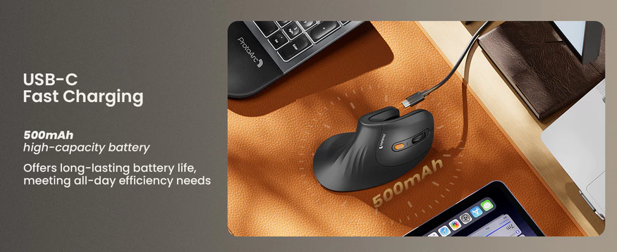 Baterai ProtoArc EM11 NL Wireless Ergonomic Mouse