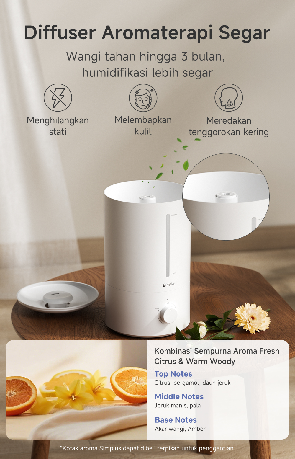 Jual Simplus Smart Humidifier Aroma Diffuser Humidifier Rumah Tangga 4 ...