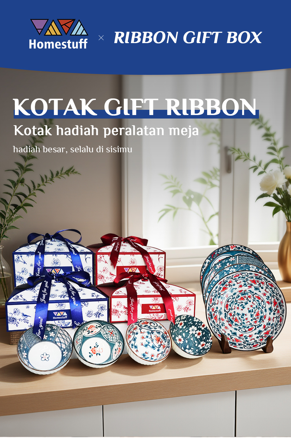 Jual [SNI] HOMESTUFF Hampers Set Piring Mangkok Keramik Isi 5 Mewah ...