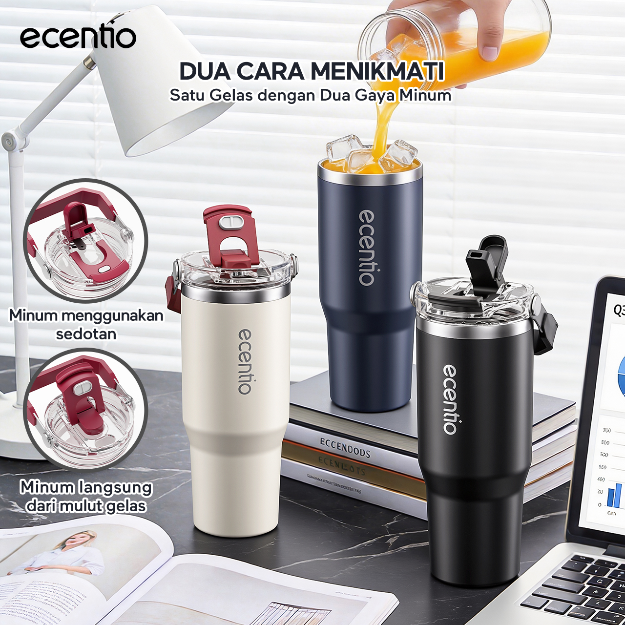 Jual ecentio Tumbler Stainless 304 1200ml Desain Minimalis Elegan ...