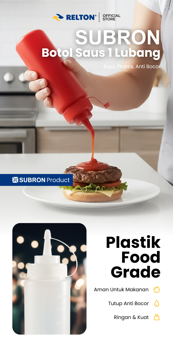 Jual SUBRON Botol Saus 1 Lubang Tomat Kecap Sambal Mayonaise Wadah ...