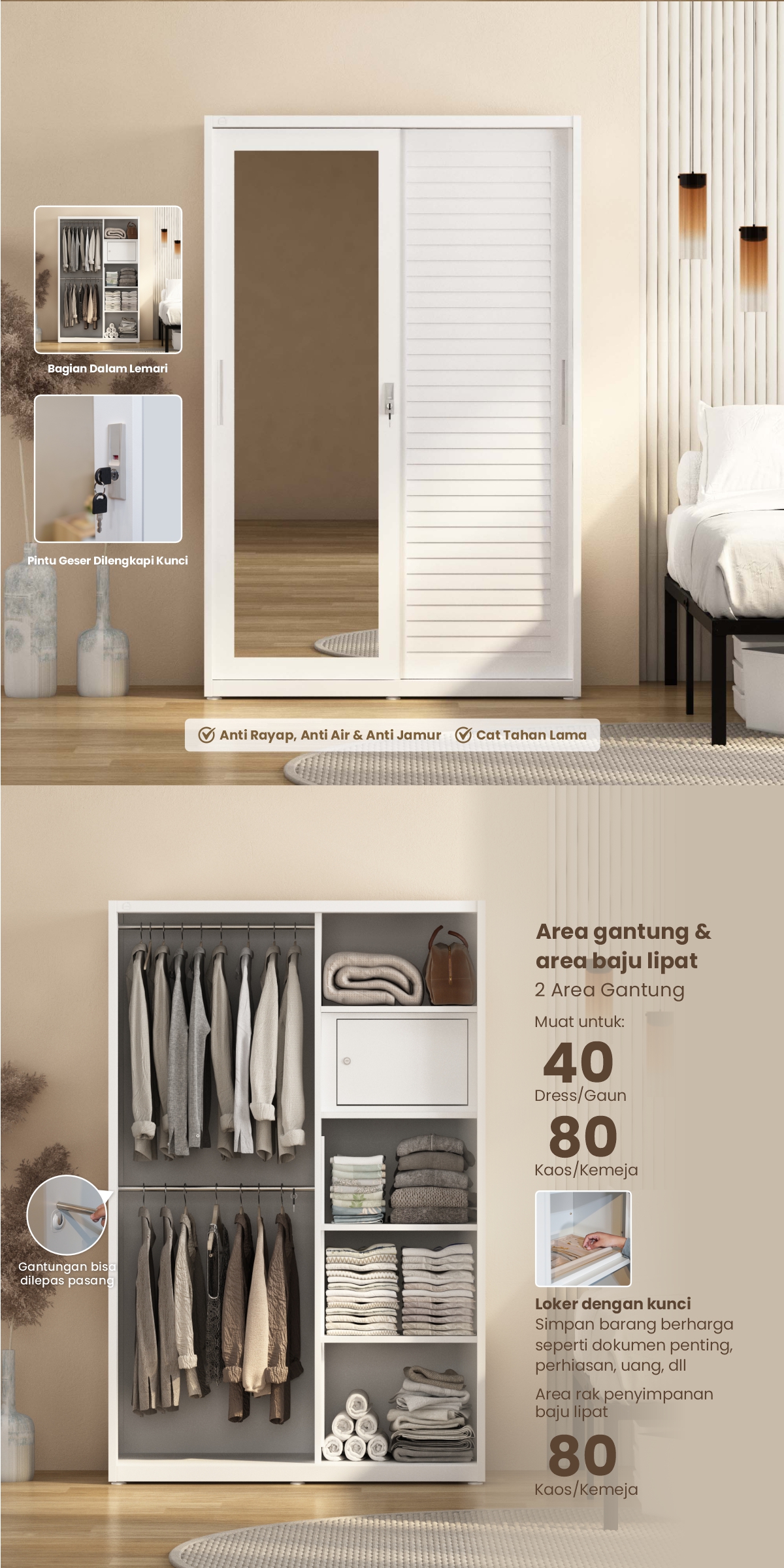 Jual PIRA - SHUTTER 120 MWDSL Lemari Pakaian Besi Sliding / Pintu Geser ...