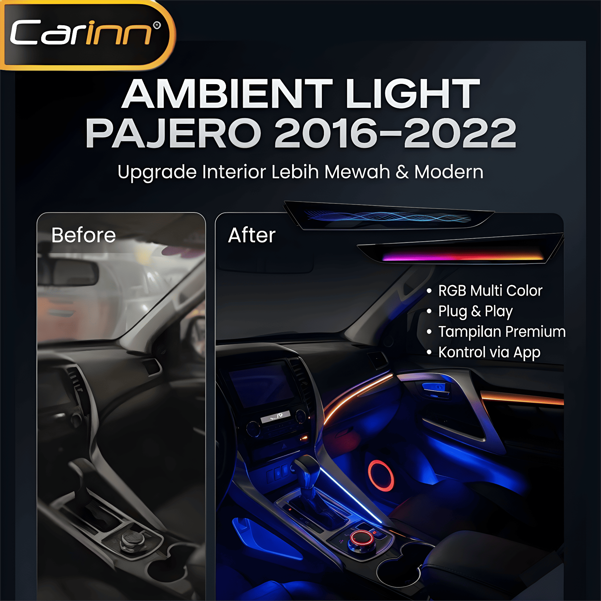 Jual Carinn Ambient Light Pajero 2016–2022 Lampu Interior LED RGB Mobil ...