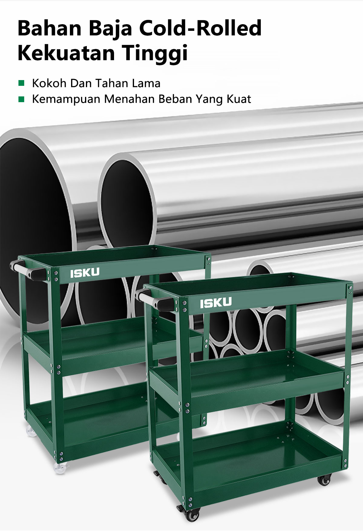 Jual ISKU Trollies Bengkel Rak 3 Susun Trolly Trolley perkakas tools ...
