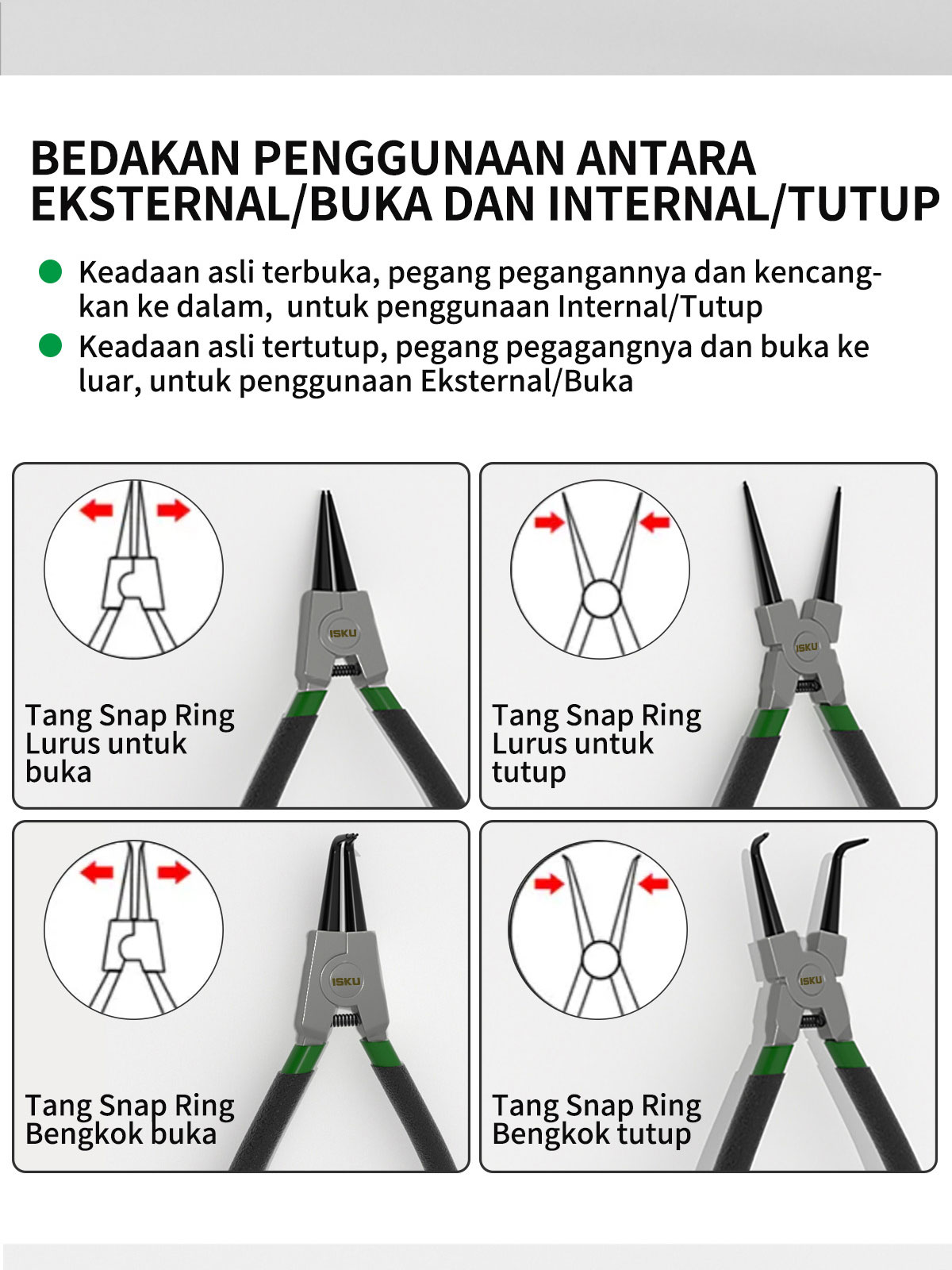 Jual ISKU Tang Snap Ring Set 4pcs Tang Circlip 7 Inch Set Tang Circlip ...